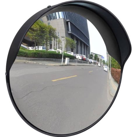 Konvexer Verkehrsspiegel, Aus Schwarzem Polycarbonat, 30 Cm, Für Den Außenbereich