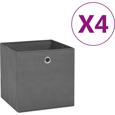 Aufbewahrungsboxen, 4er-set, Aus Vliesstoff, 28 X 28 X 28 Cm, Grau