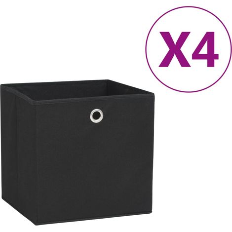 Aufbewahrungsboxen, 4er-set, Aus Vliesstoff, 28 X 28 X 28 Cm, Schwarz