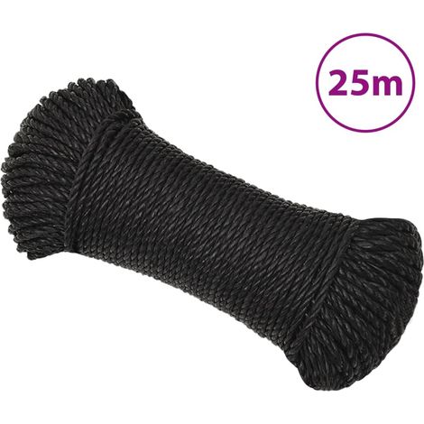 Schwarzes Arbeitsseil, 3 Mm, 25 M, Polypropylen
