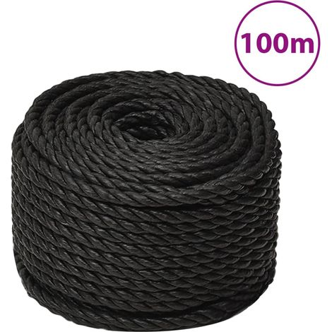 Schwarzes Arbeitsseil, 10 Mm, 100 M, Polypropylen