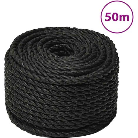Schwarzes Arbeitsseil, 10 Mm, 50 M, Polypropylen