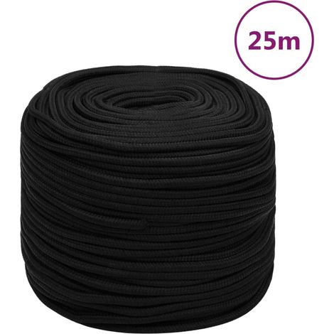 Schwarzes Arbeitsseil, 10 Mm, 25 M, Polyester