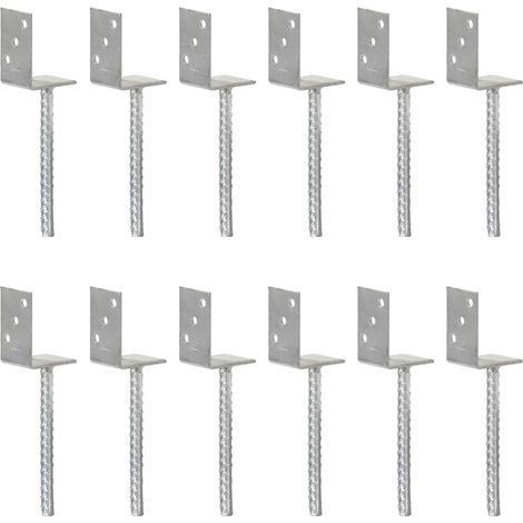 Zaunanker, 12er-packung, Silberfarben, 8 X 6 X 30 Cm, Verzinkter Stahl