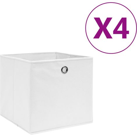Aufbewahrungsboxen, 4er-set, Aus Vliesstoff, 28 X 28 X 28 Cm, Weiß