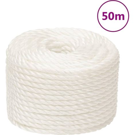 Weißes Arbeitsseil 10 Mm 50 M Polypropylen