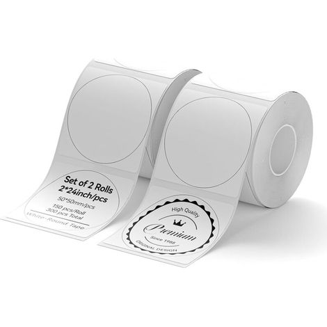 2 Rollen Etikettenpapier Für Die Drucker B1, B21 Und B3s (50 X 50 Mm, 2 Rollen, Rund)