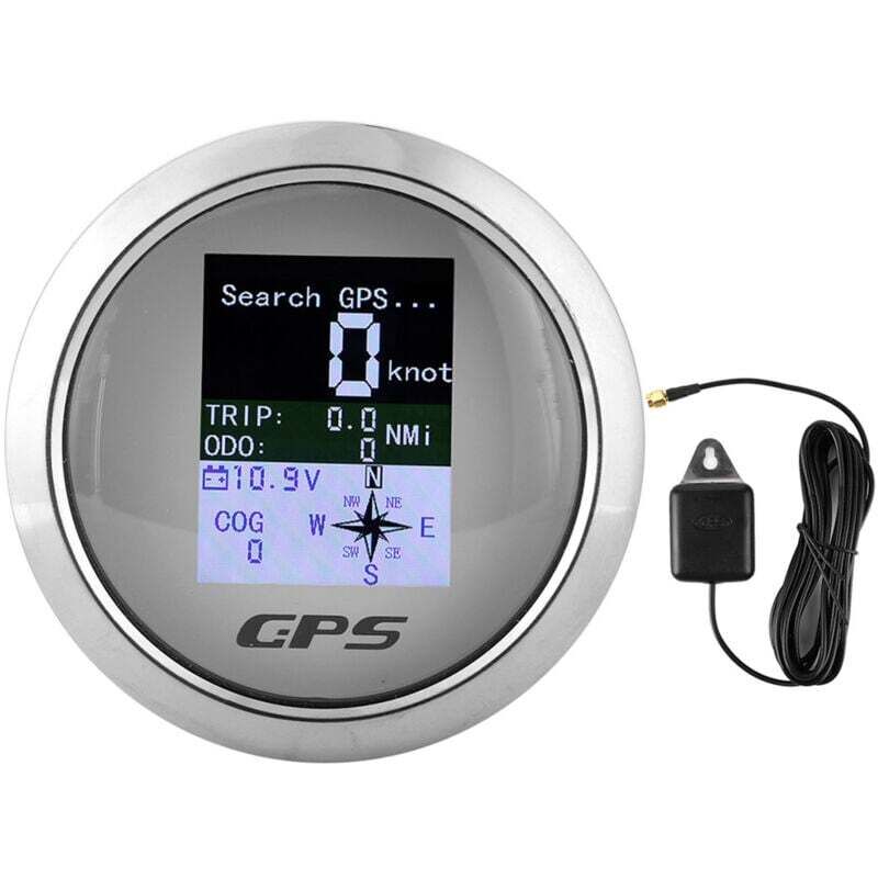 Leichter Marine-gps-tachometer, 85 Mm Automatischer Boots-tachometer Aus Edelstahl, Wasserdichter Digitaler Tachometer, Für Autos, Schiffe, Yachten, Lkws, Motorräder (weiß)