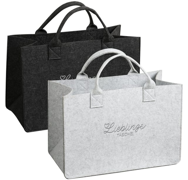 KESPER® Henkeltasche Aufbewahrungstaschen „Lieblingstasche“ im 2-er Set, in Filz-Optik (Set, 2-tlg), 2 verschiedene Farben, 100% Polyester, 50x25x34 cm