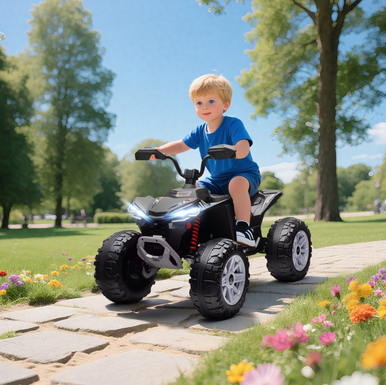 Elektrisches Kinderquad 109x68,5x76 Cm Aus Schwarzem Kunststoff Mit Usb Und Mp3 – Meubliv