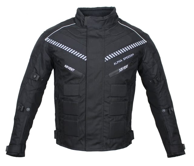Alpha Speeds Motorradjacke Herren Motorrad Biker Textil Jacke Wasserdicht Jacke mit Protektoren Belüftungssysteme, Innenjacke ist trennbar: All Season, SLIM Schwarz