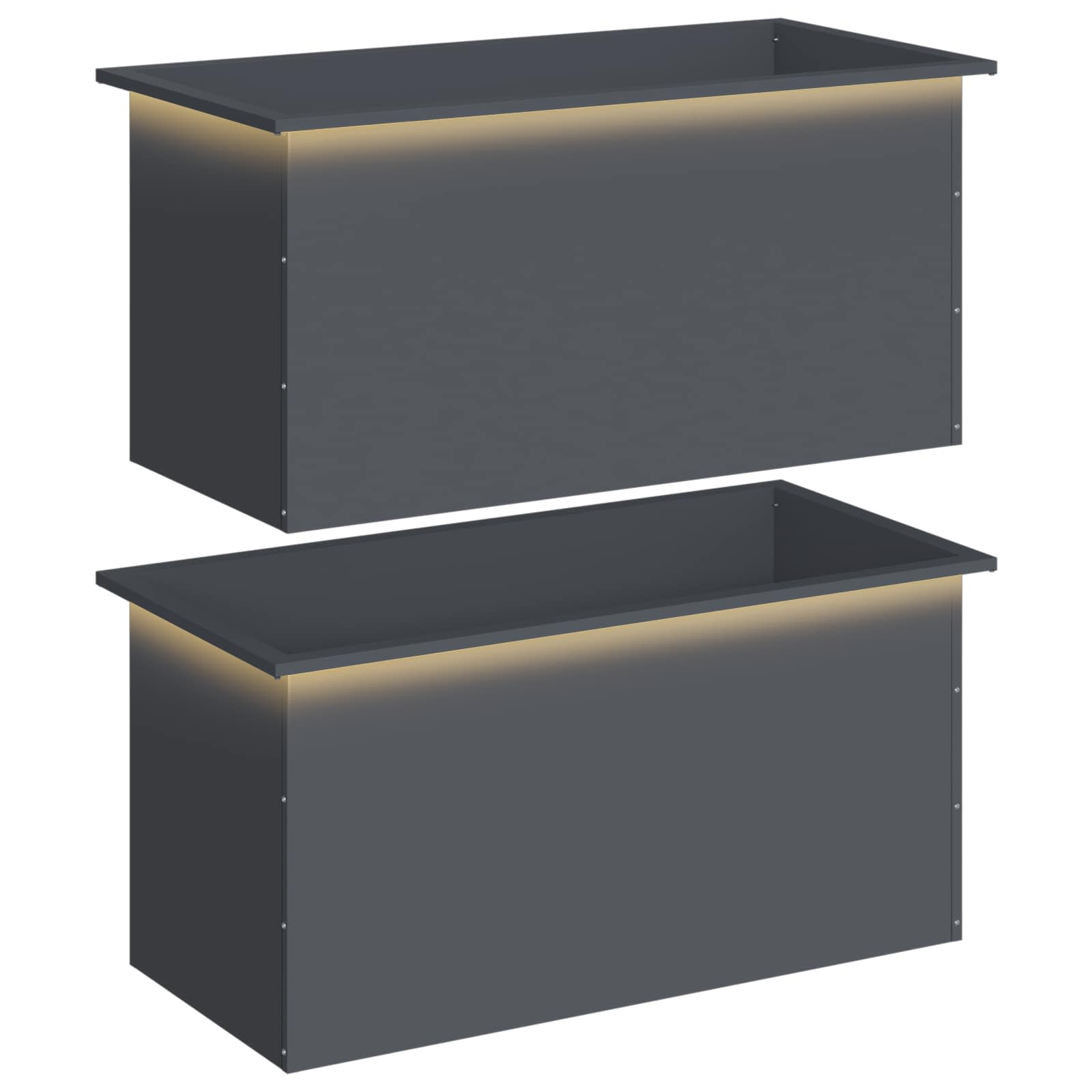 Garten-pflanzkübel Mit Led 2 Stk. Antrazit 50 × 100 × 48 Cm Vidaxl