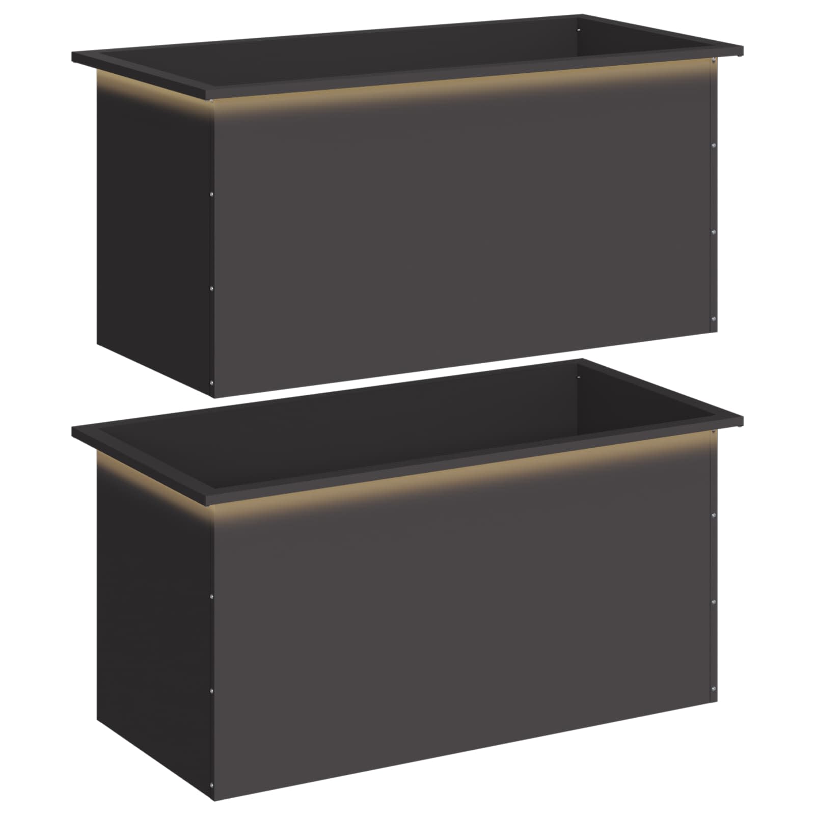 Garten-pflanzkübel Mit Led 2 Stk. Schwarz 50 × 100 × 48 Cm Vidaxl
