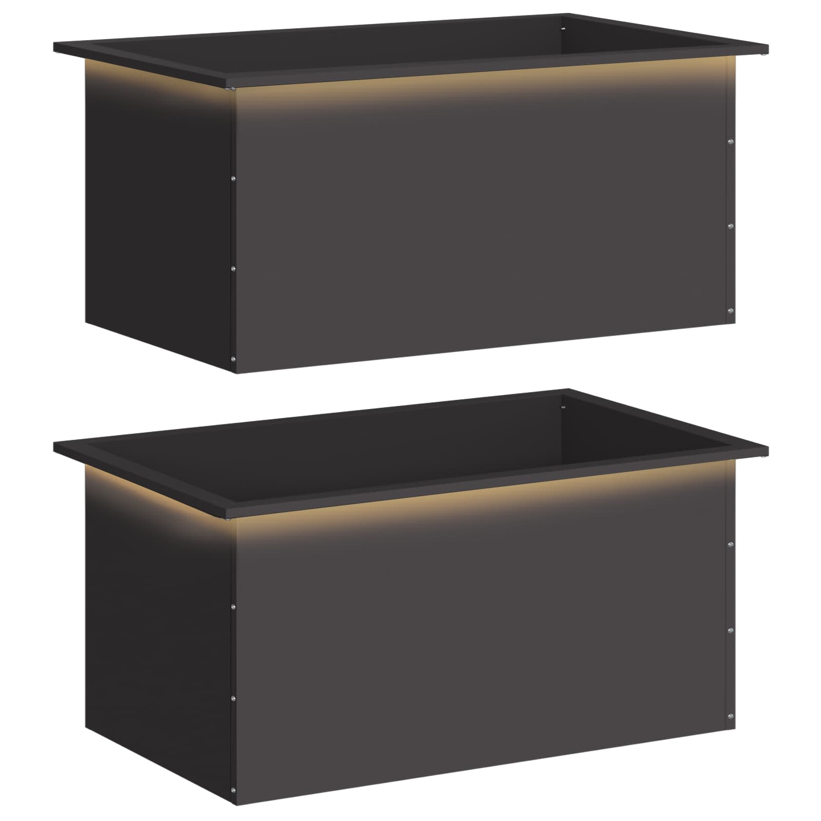 Garten-pflanzkübel Mit Led 2 Stk. Schwarz 50 × 80 × 48 Cm Stahl Vidaxl