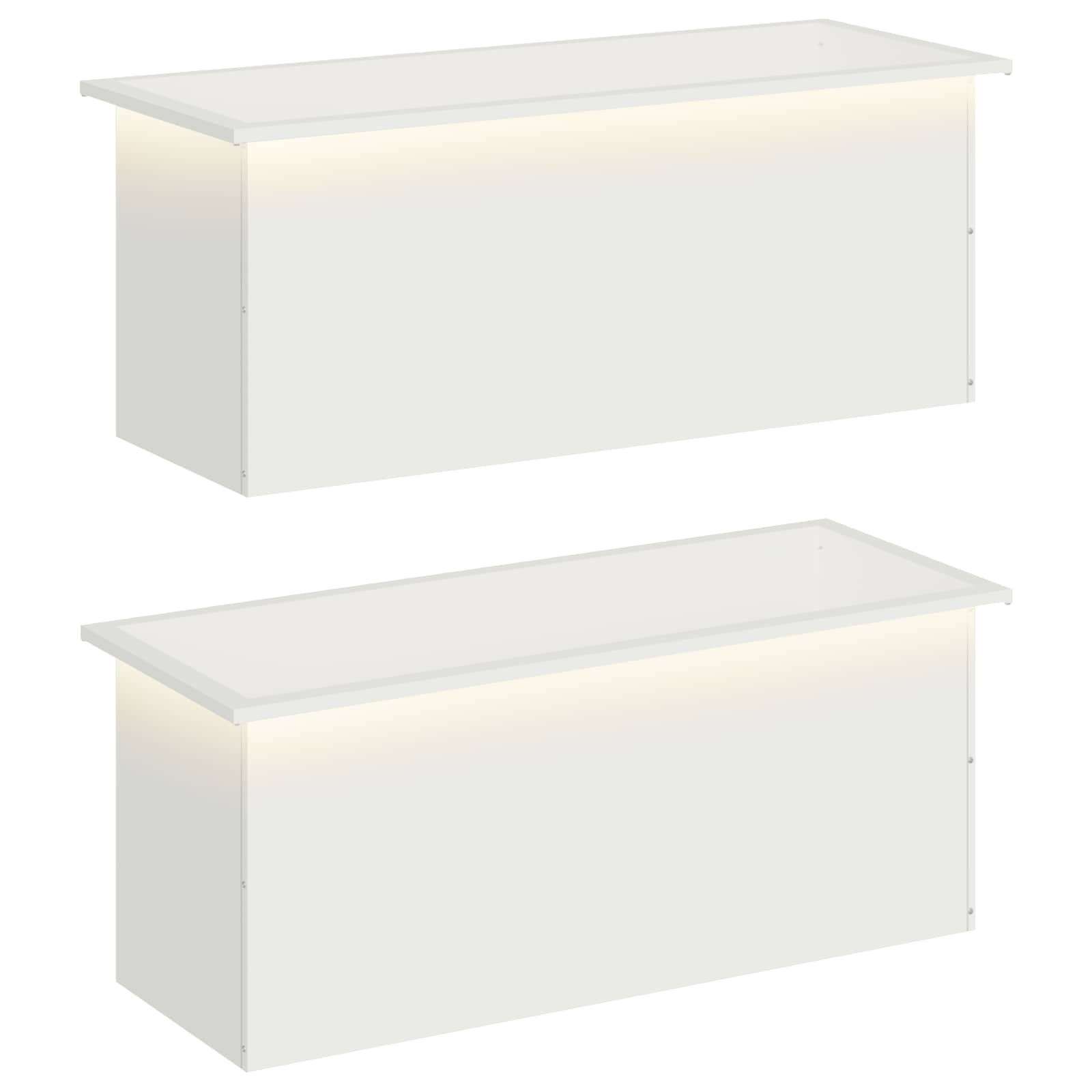 Garten-pflanzkübel Mit Led 2 Stk. Weiß 40 × 100 × 40 Cm Stahl Vidaxl