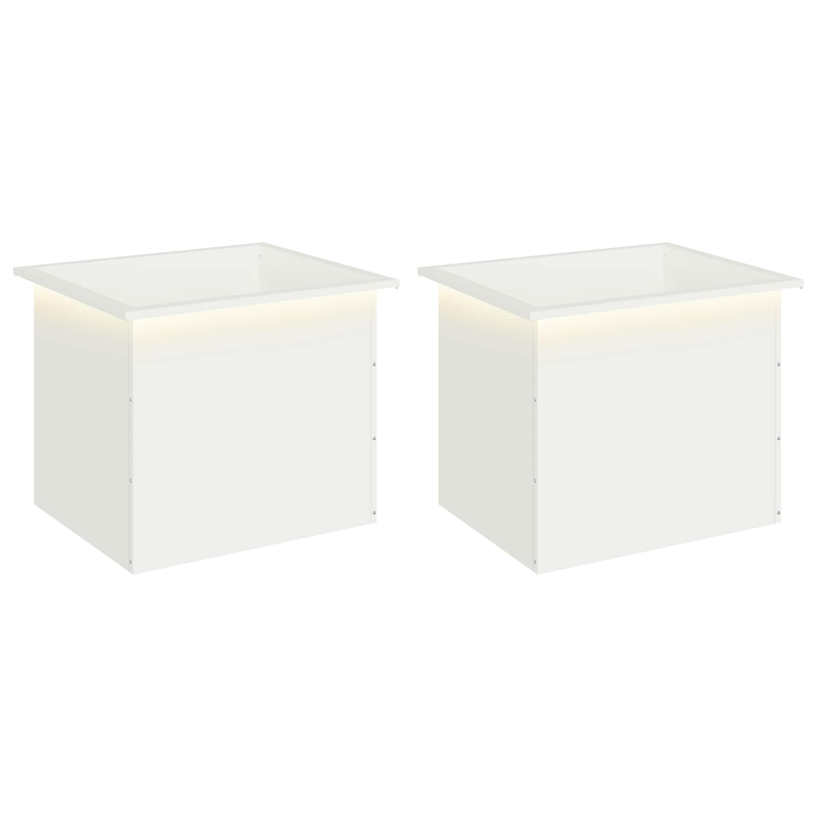 Garten-pflanzkübel Mit Led 2 Stk. Weiß 50 X 60 X 48 Cm Stahl Vidaxl
