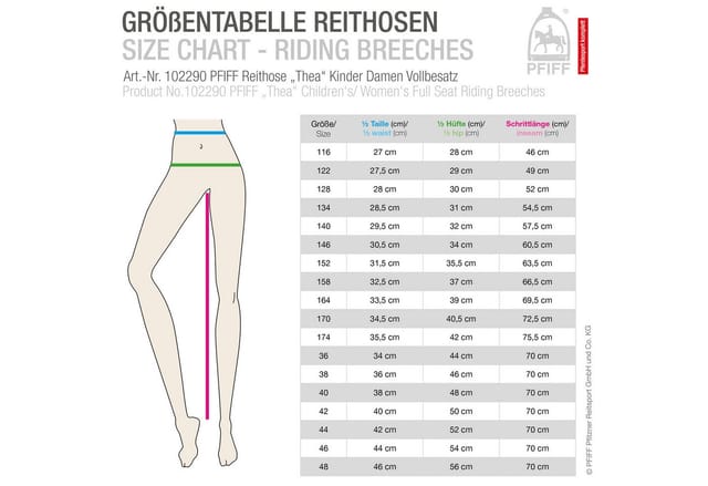 PFIFF Reiterhose Reithose´Thea´ Kinder/Damen Vollbesatz