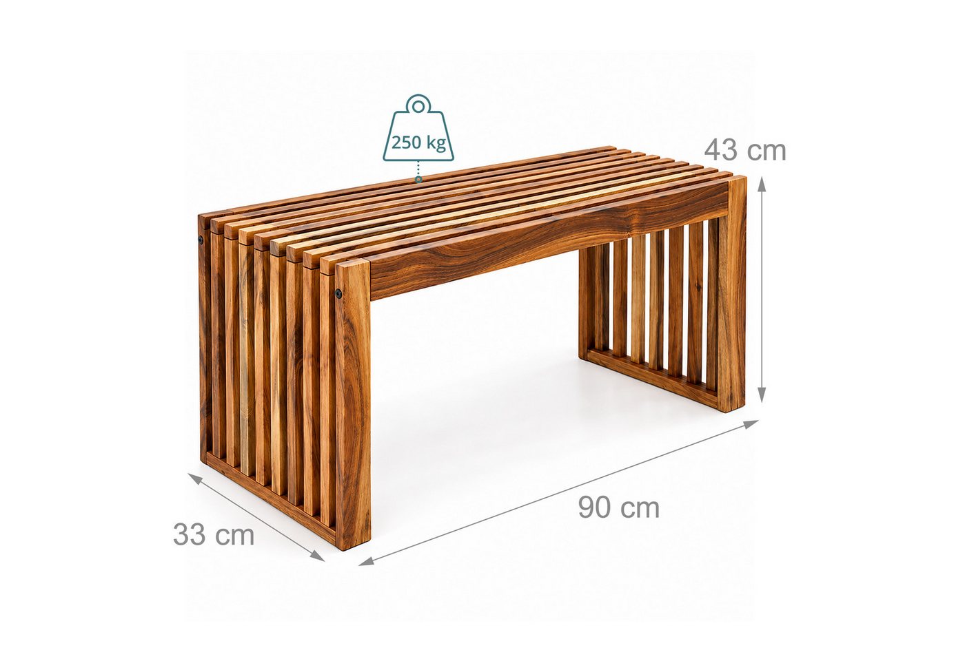 Relaxdays Sitzbank, Geöltes Akazienholz, Hxbxt: 43 X 90 X 33 Cm, Küche, Flur, Bad & Schlafzimmer, Esszimmerbank, Braun Bild 3