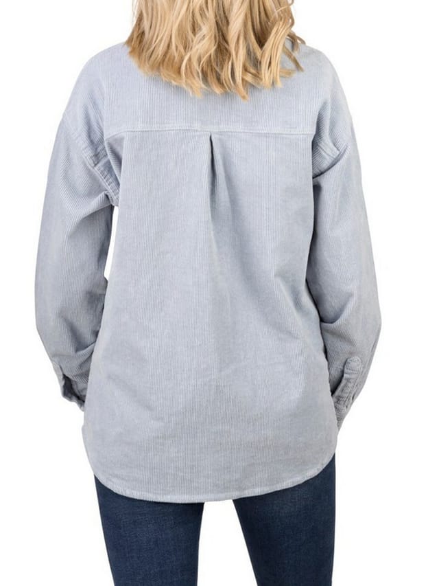 DENIMFY Outdoorjacke Damen Hemdbluse DFSophia Oversize Fit Shacket mit Knopfleiste