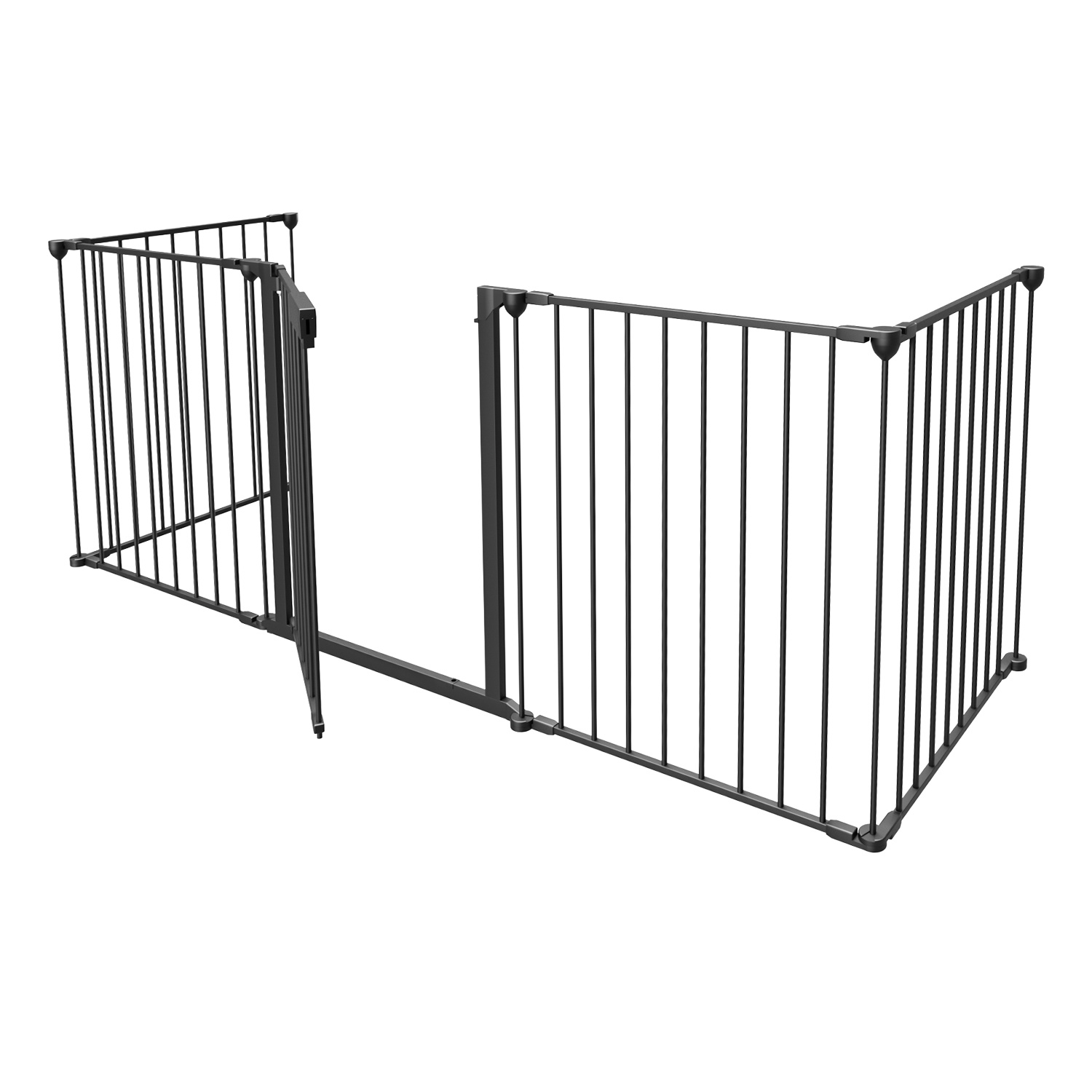 Tolletour Kaminschutzgitter 5-teilig 310 Cm Mit Tür, Faltbar Mit Einhandverschluss, Schwarz