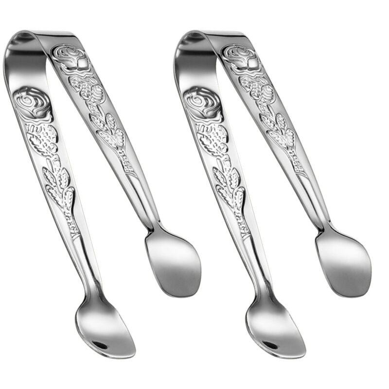 Rosenverzierte Bonbonzange – 2er-set Eiszangen Aus Edelstahl, 10,5 Cm, Für Hochzeiten, Buffets Und Küchen, Praktisch Und Elegant
