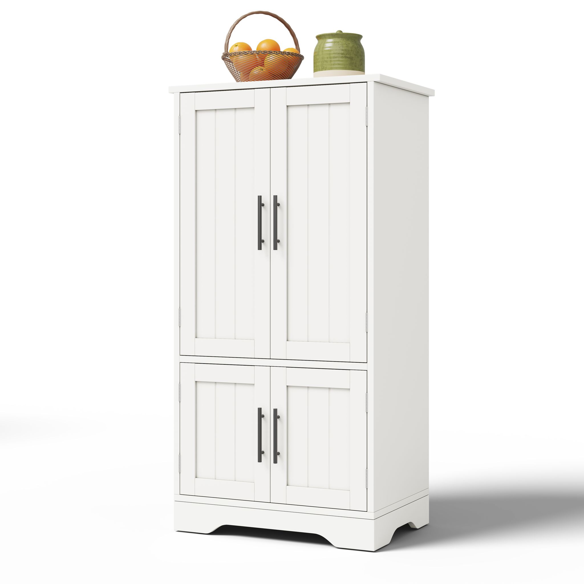 Elvmi Küchenschrank Mit Verstellbaren Einlegeböden, Led-sensorlicht, Für Küche, Aus Mdf, Weiß