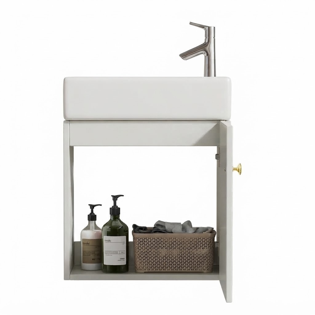 Elvmi Waschbeckenunterschrank Mit Großem Stauraum Und Soft-close-tür, Für Badezimmer, Mdf, Weiß, 62.0 X 54.0 X 26.0 Cm
