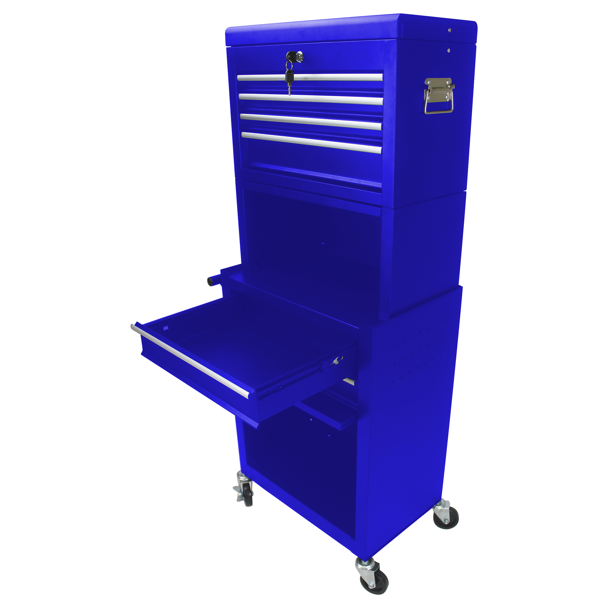 Elvmi Werkzeugwagen Mit 6 Schubladen, Abnehmbarem Werkzeugkasten Und Bremsrollen, Stahl, 58.3 X 37.5 X 71.8 Cm, Blau
