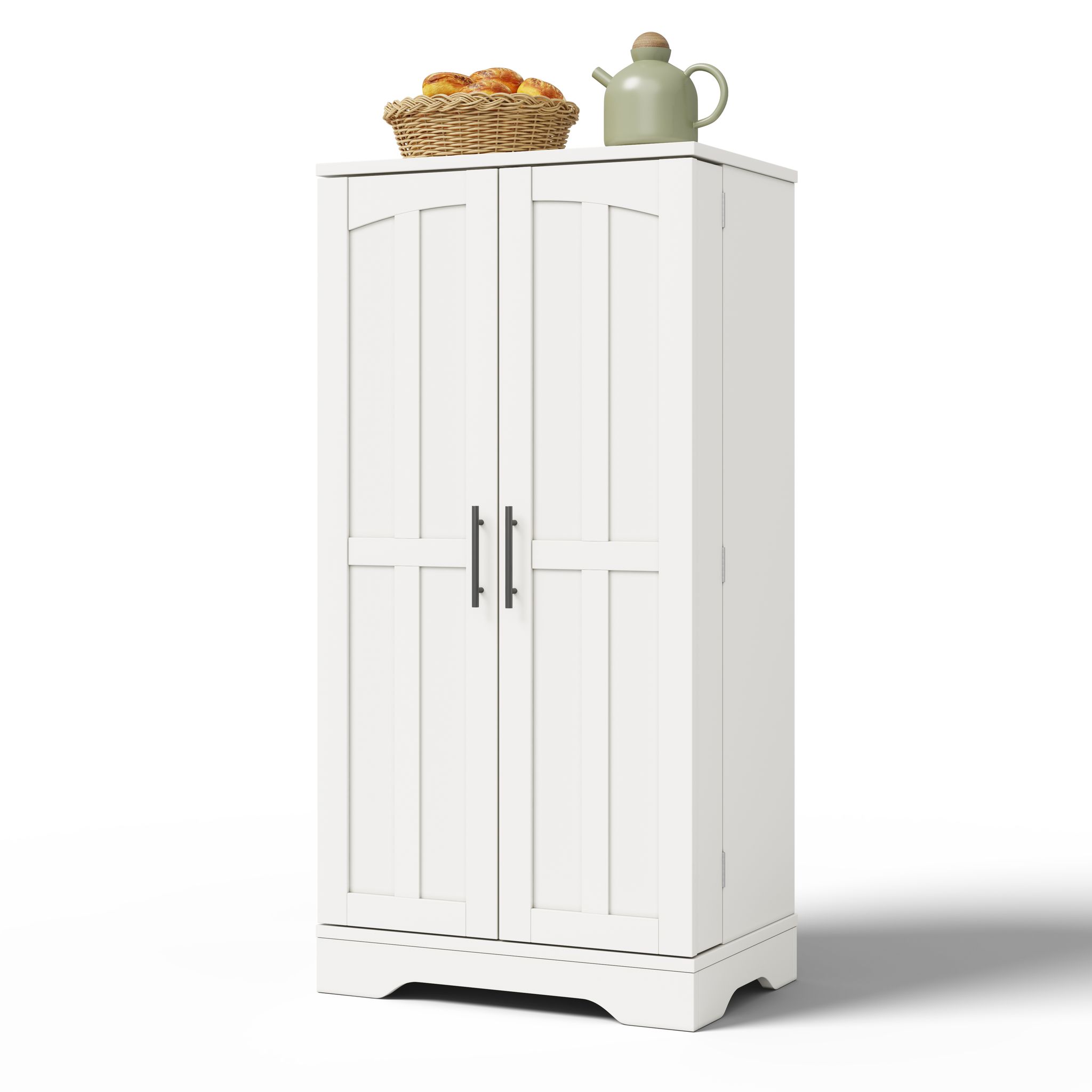 Elvmi Küchenschrank Hoch Mit 2 Türen, Verstellbarem Regal Und Led-sensorlicht, Für Küche, Mdf, 120 X 60 X 40 Cm, Weiß