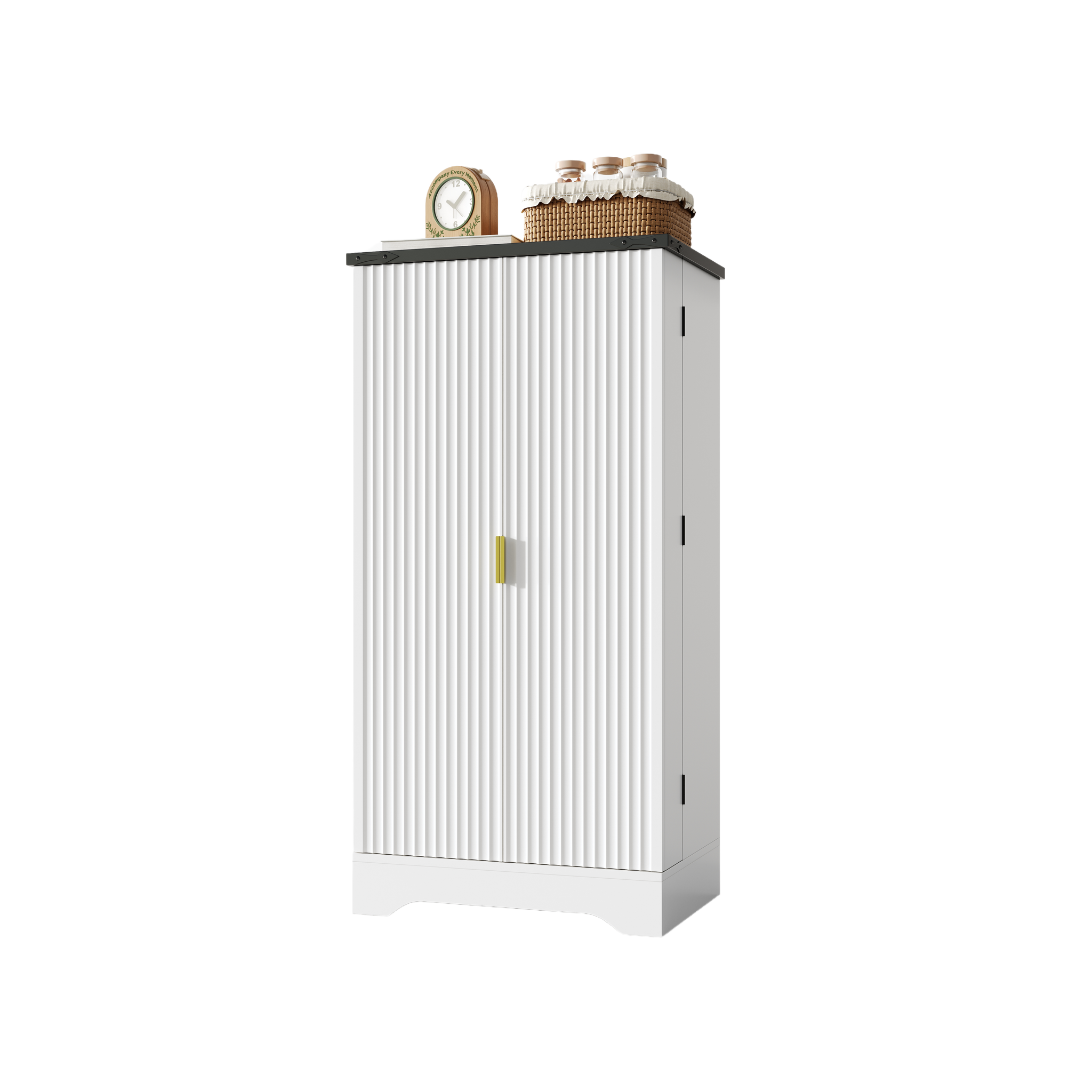 Elvmi Küchenschrank Mit 2 Türen, 2 Verstellbaren Einlegeböden Und Led-sensorlicht, Mdf, Weiß, 120 X 60.5 X 40 Cm