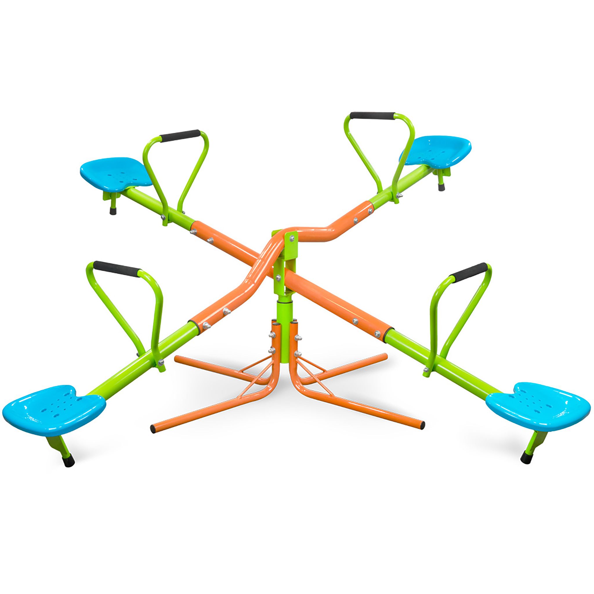Elvmi Wippe Mit 4 Sitzen 360 Grad Drehbar Mit Kunststoffsitzen Und Stahlrahmen Grün Für Garten Und Spielplatz