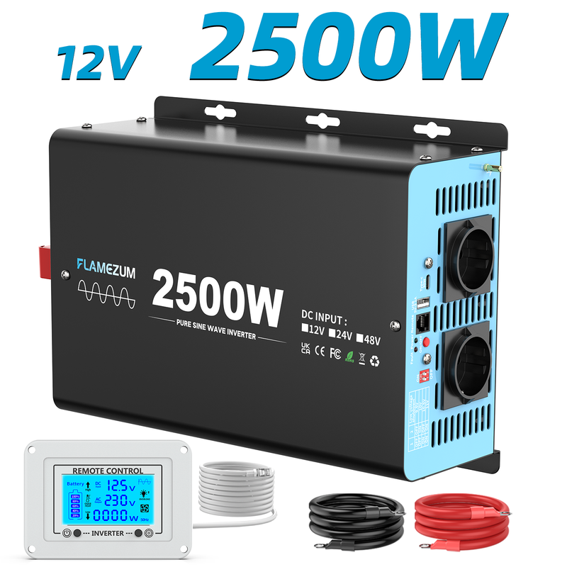 Spannungswandler 12v Auf 230v – Reiner Sinus‑wechselrichter 2500w Dauerleistung 5000w Spitzenleistung – Schutz Vor Überhitzung Und Kurzschluss