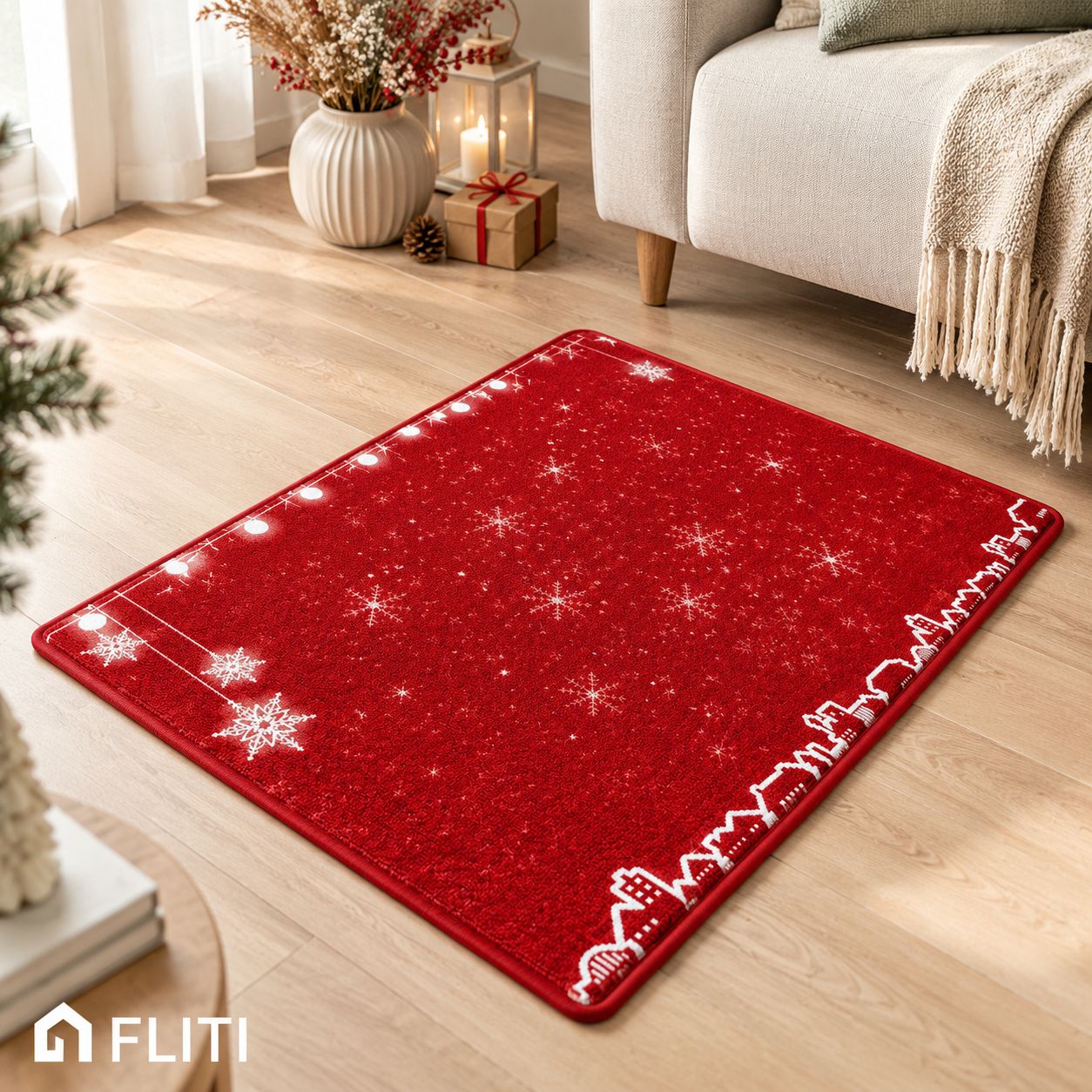 Fliti Rote, Rutschfeste Weihnachts-fußmatte 40x60cm, Dekorativ Für Wohnzimmer Und Schlafzimmer