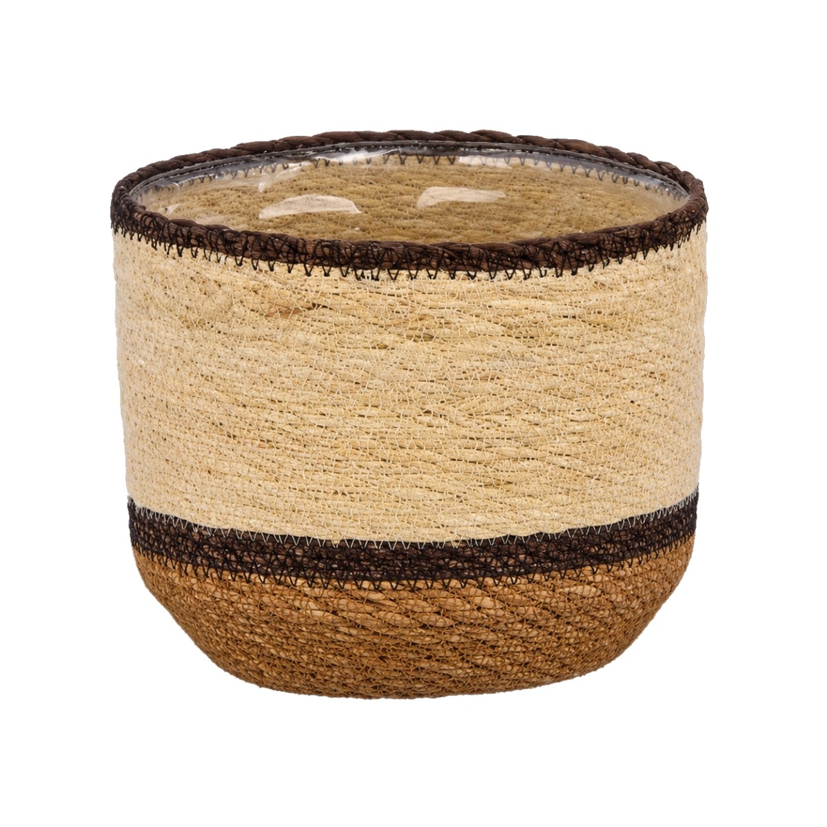 Seegras Übertopf Sewing Mit Folie Brauntöne Ø 18 Cm