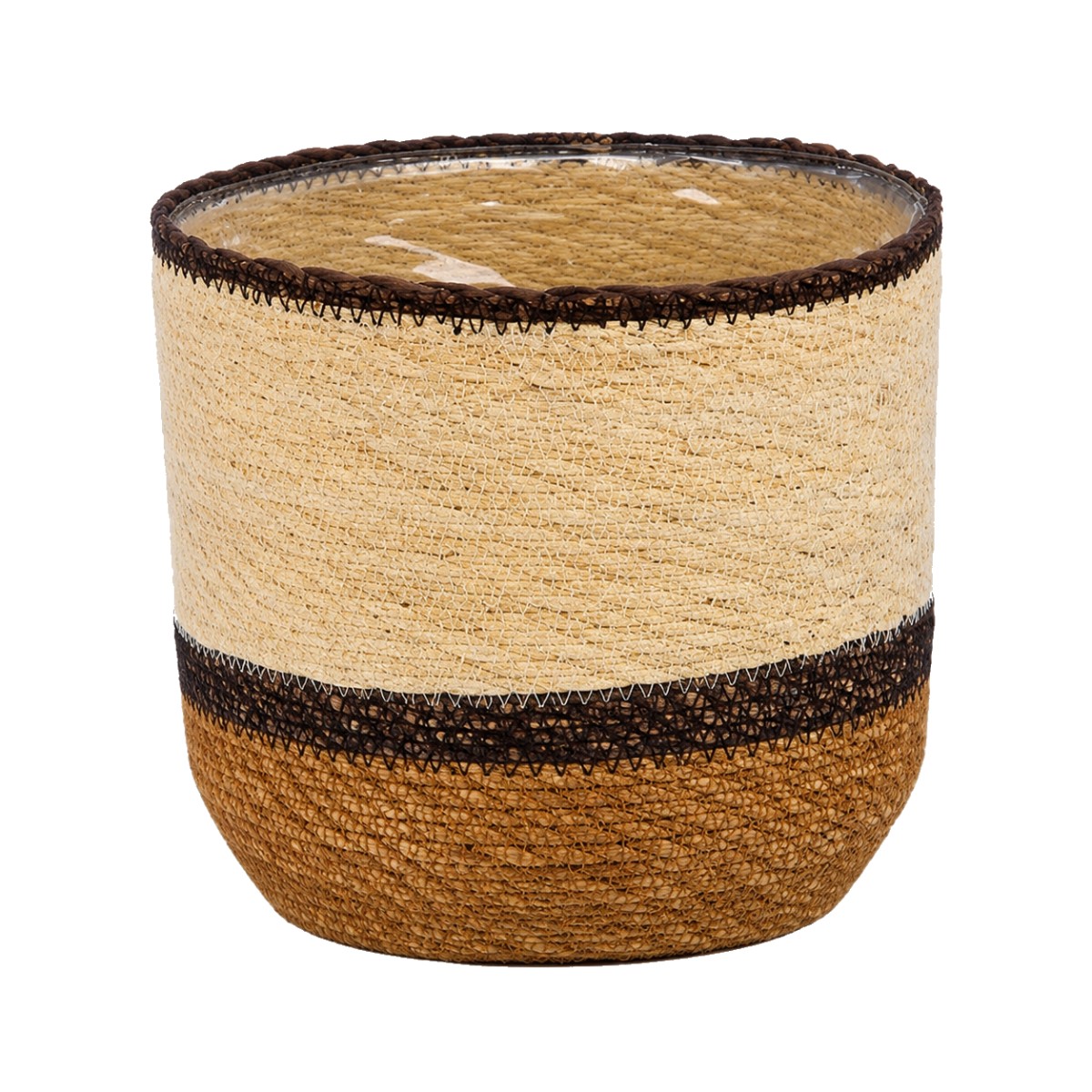 Seegras Übertopf Sewing Mit Folie Brauntöne Ø 20 Cm