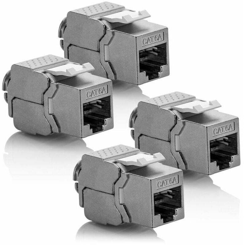 4x Keystone Cat 6a-buchse - Stp-stecker Rj45-einbau-kabelanschluss Cat 500 Mhz 10 Gbit/s