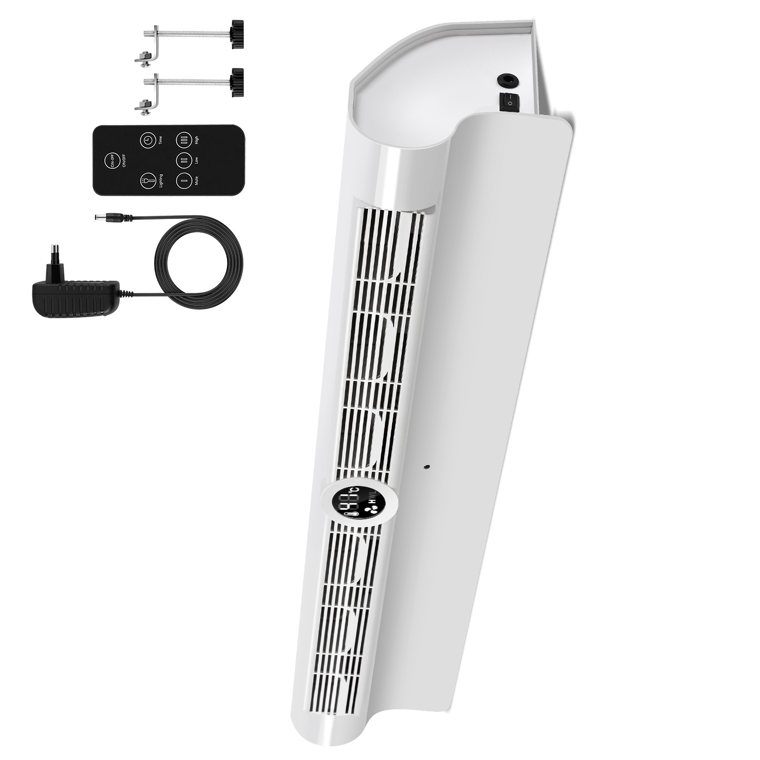 Jiubiaz Heizkörperventilator Mit Wärmesensor, 6 Luftauslässen, 3 Geschwindigkeitsstufen, 1–24 Std. Timer, Fernbedienung Und Rgb-licht, Weiß