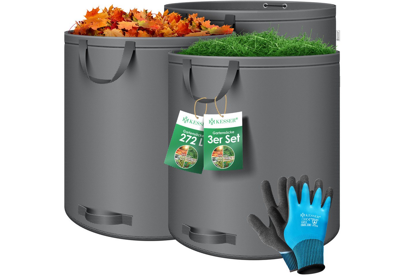 Kesser® Gartensack Set, Selbststehend, Faltbar - 3x 272 L, Anthrazit Bild 5