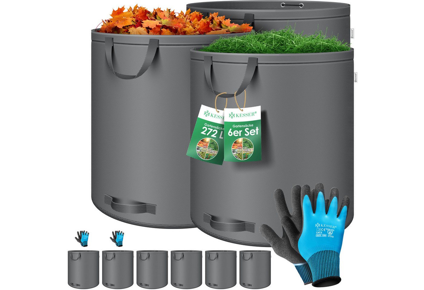 Kesser® Gartensack Set, Selbststehend, Faltbar - 6x 272 L, Anthrazit Bild 2