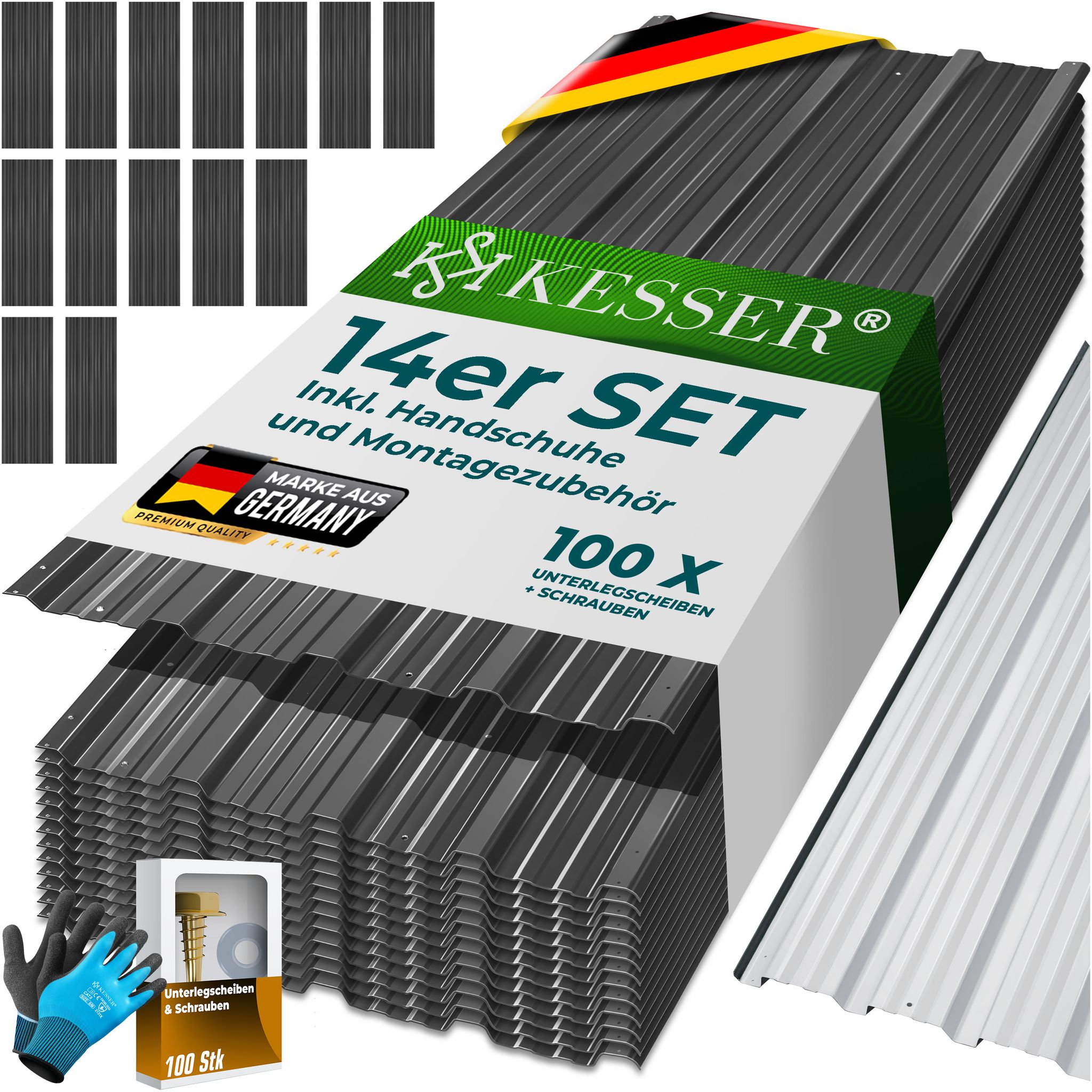 Kesser® Profilblech Trapezblech, Verzinkt, 7 M² - Anthrazit