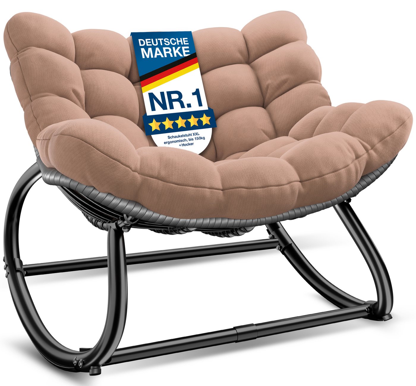 Kesser® Schaukelstuhl Indoor/outdoor, Bis 120 Kg - Xxl Chillexer, Taupe Bild 2