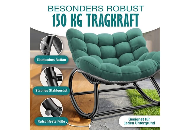 Kesser® Schaukelstuhl Indoor/outdoor, Bis 120 Kg - Xxl Chillexer, Grün