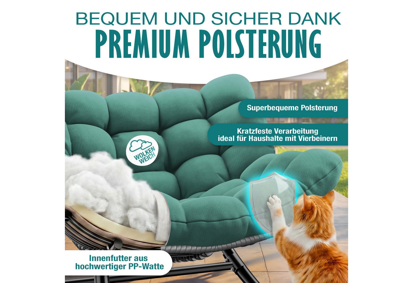 Kesser® Schaukelstuhl Indoor/outdoor, Bis 120 Kg - Xxl Chillexer, Grün Bild 2