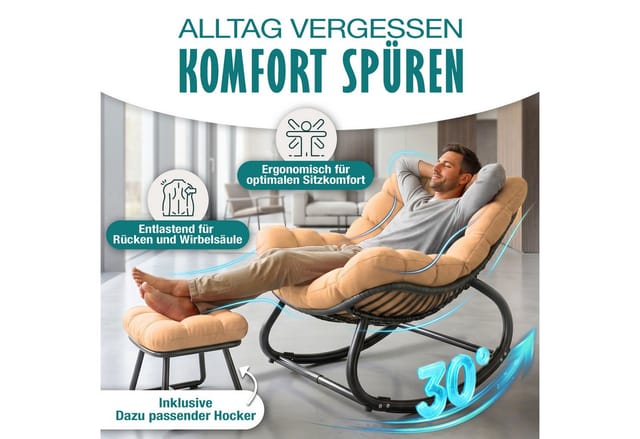 Kesser® Schaukelstuhl Indoor/outdoor, Bis 120 Kg - Xxl Chillexer Pro, Beige