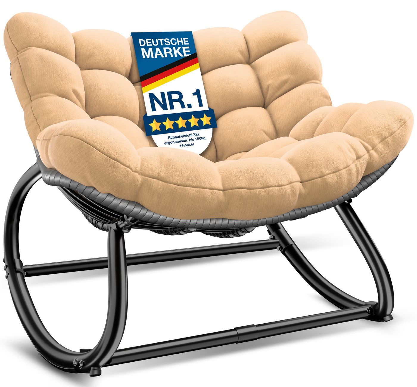 Kesser® Schaukelstuhl Indoor/outdoor, Bis 120 Kg - Xxl Chillexer, Beige