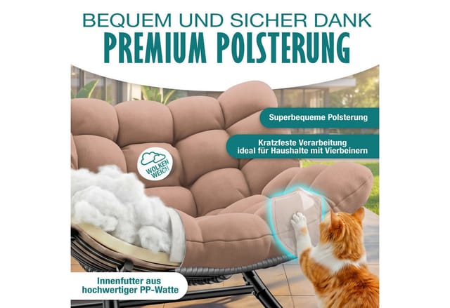 Kesser® Schaukelstuhl Indoor/outdoor, Bis 120 Kg - Xxl Chillexer Pro, Taupe