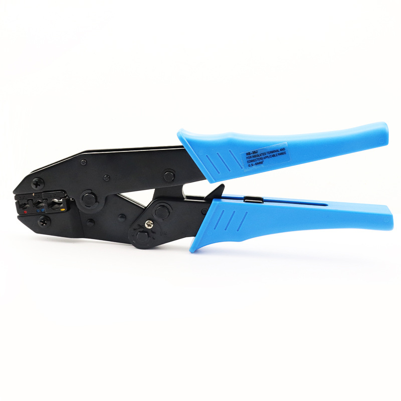 Ratschen-crimpzange Hs-30j, Isolierte Crimpzange Für Kabelschuhe, Für Drähte Mit Einem Querschnitt Von 1–2,5–6 Mm² (20–10 Awg), Blau