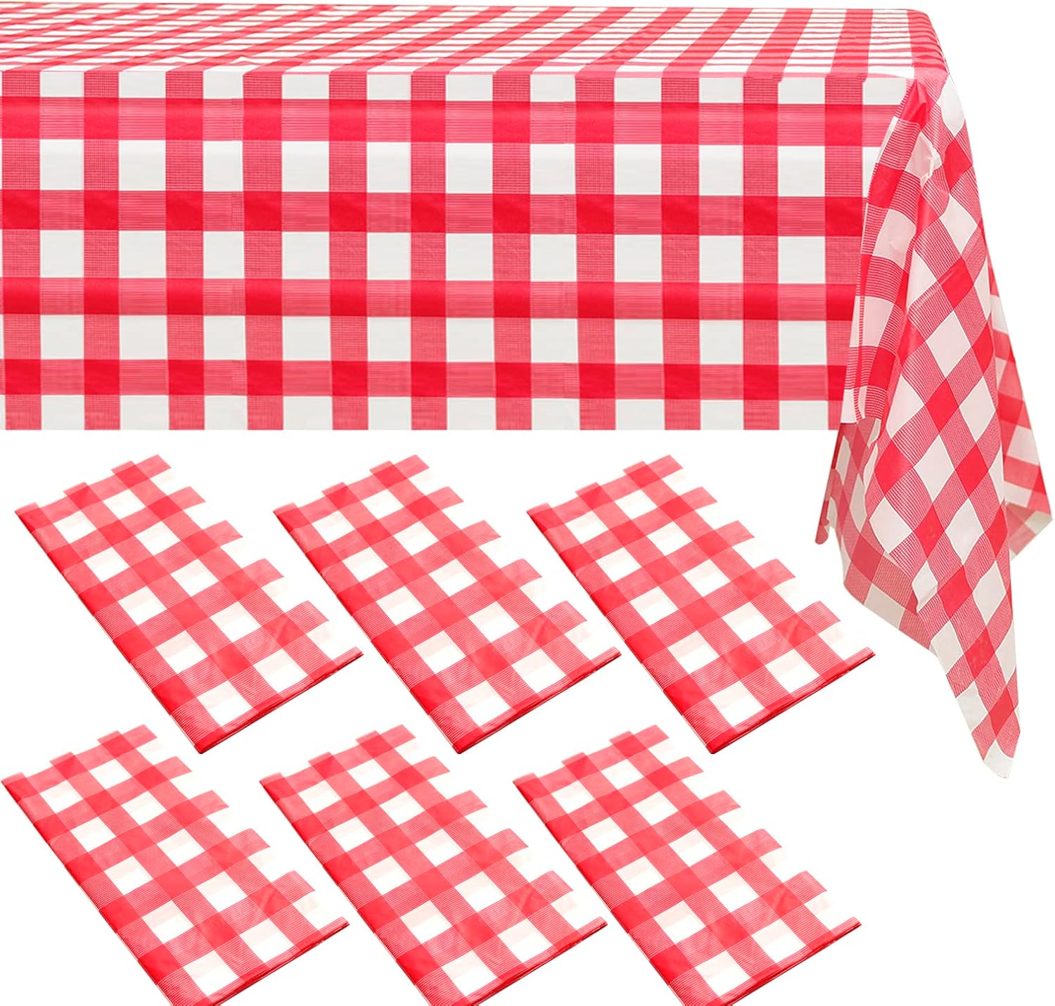 Set Mit 6 Rot-weiß Karierten Tischdecken 137,2 X 274,3 Cm Rot-weiße Einweg-tischdecken Aus Kunststoff Partytischdecken Für Besondere Anlässe