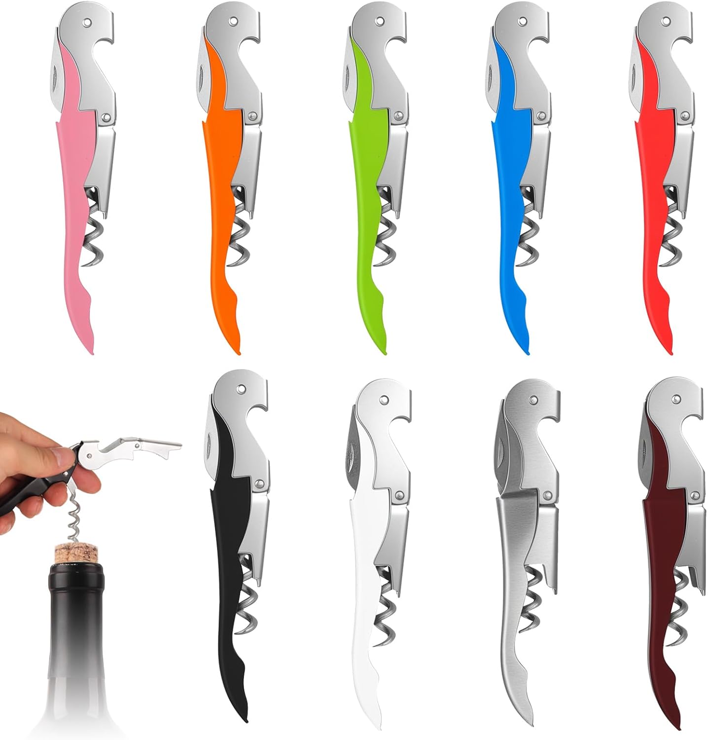 9-teiliges Sommelier-flaschenöffner-set, 3-in-1-weinflaschenöffner, Korkenzieher Und Flaschenverschluss Aus Edelstahl, Professioneller Folienschneider Für Sommeliers, Kellner Und Barkeeper