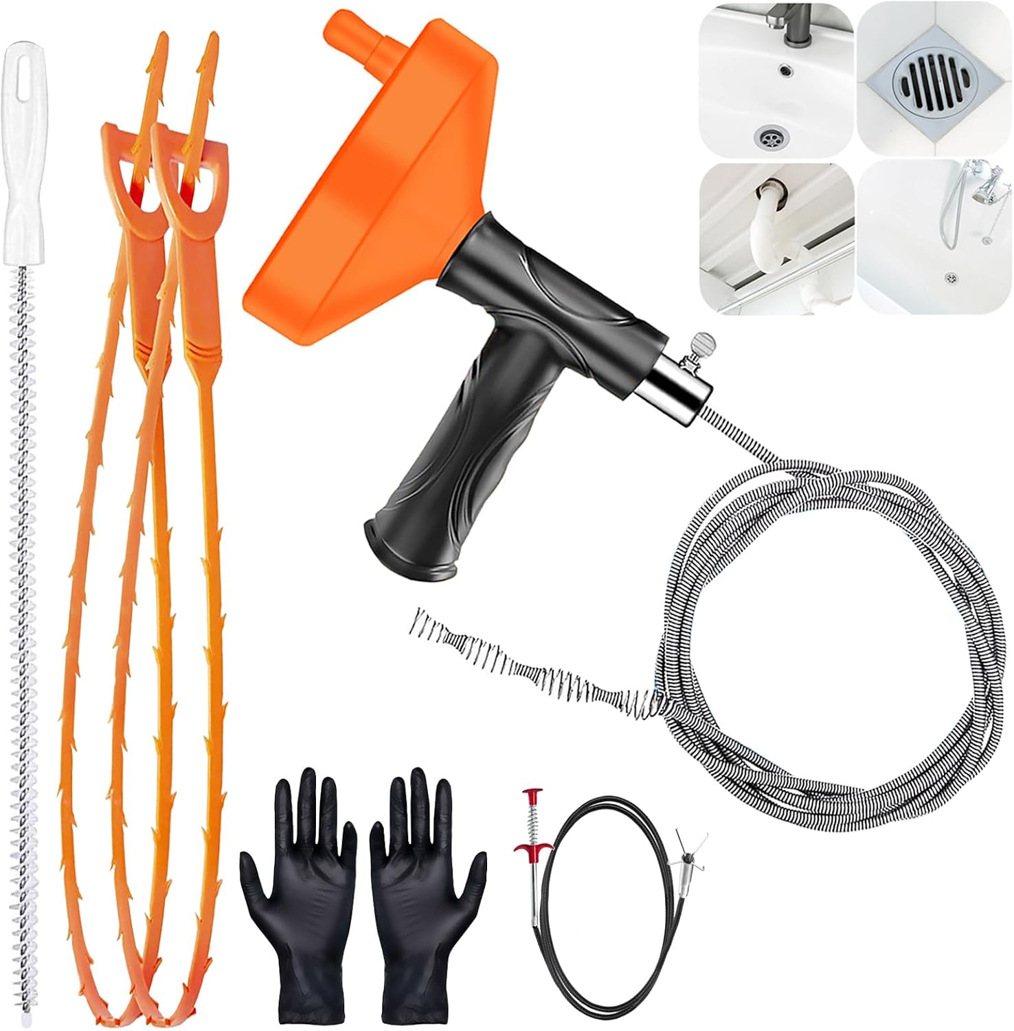 Abflussreinigungsspirale [10m]—abflussreiniger Geeignet Für Rohre, Küchen, Badezimmer, Duschkabinen, Toiletten Und Zur Beseitigung Von Verstopfungen In Abflüssen.